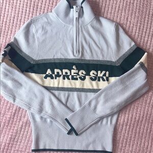Victoria's Secret Après Ski Zip-Up Sweater in Gray and Cream